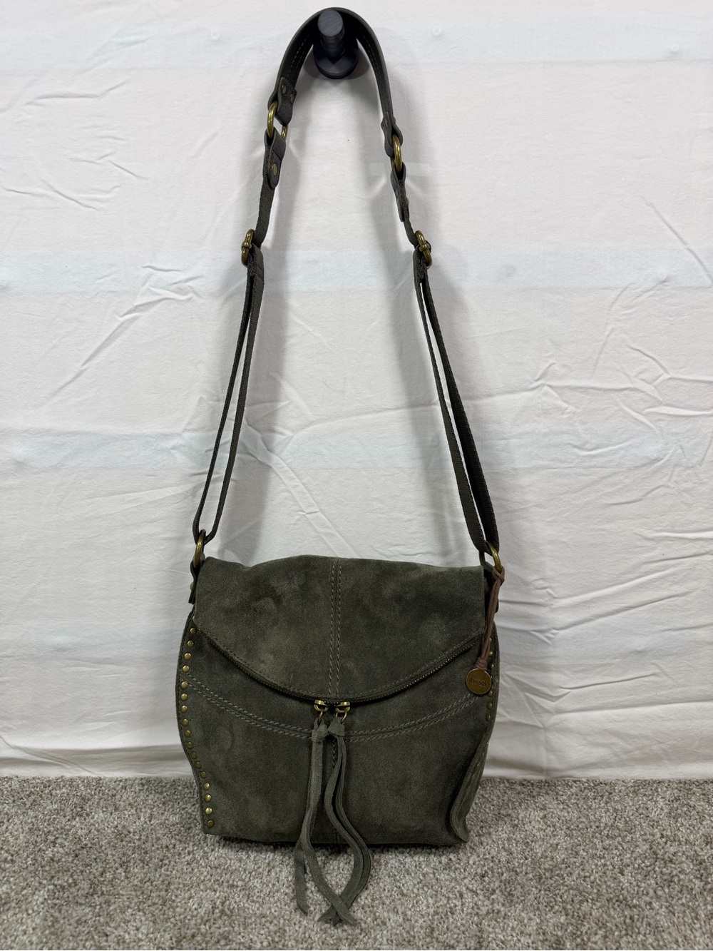 The Sak Silverlake Flap Crossbody Moss Suede Suede Studded Bag